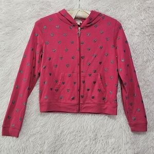 Juicy Couture Pink Sliver Heart Hoodie Girls Size Large